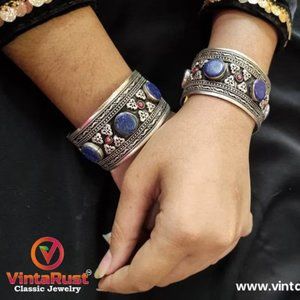 Single Afghani Vintage Stones and Beads Cuff Bracelets, Handcrafted Bracelets,